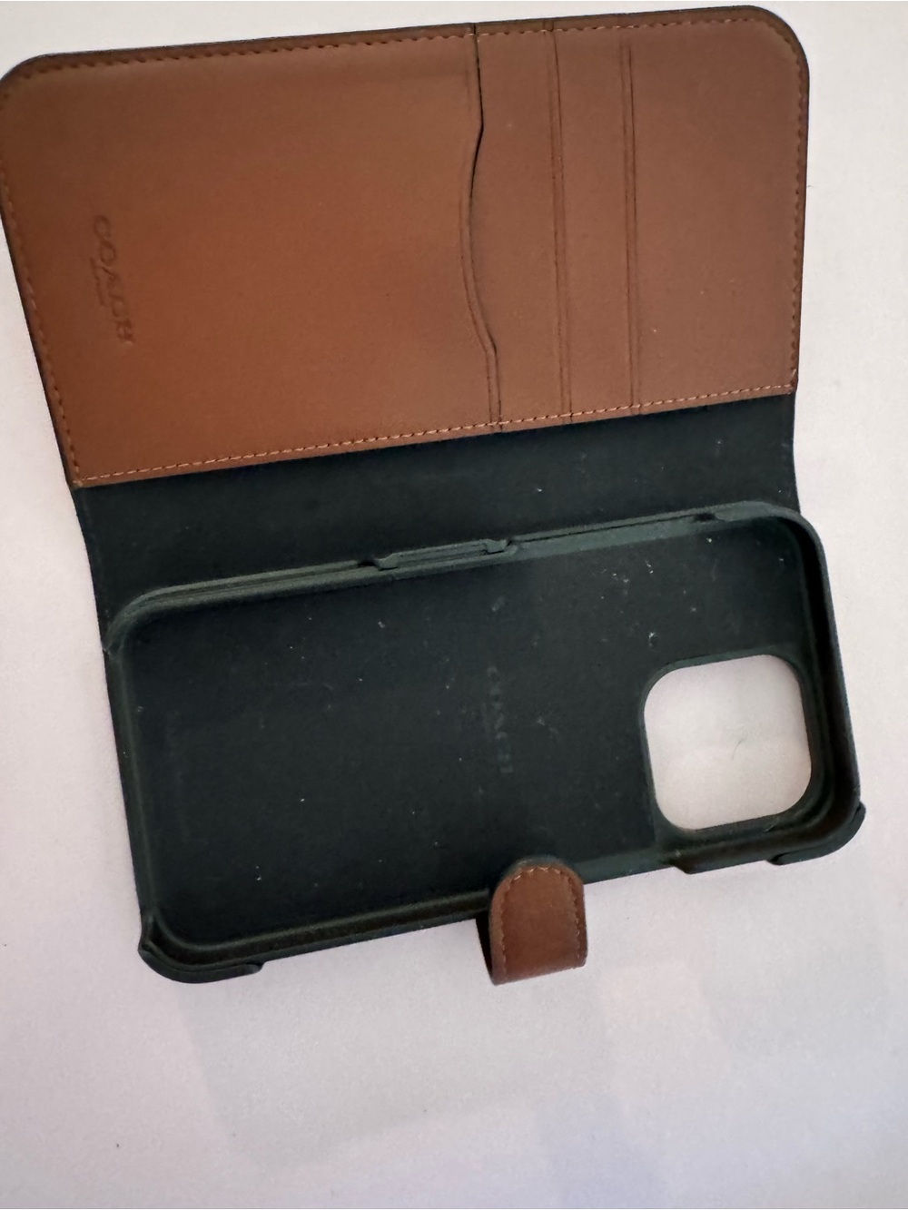 Coach Signature Phone Wallet Case with Brown Snap iPhone 15 pro max - Picture 2 of 2